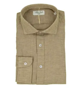 ALLEY DOCKS 963 uomo camicia beige 100% lino AU24S02CA DESERT
