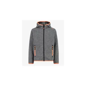 Cmp Kid Jacket Fix Hood Pile Lana Zip Capp Gri Mel Junior Bimbo