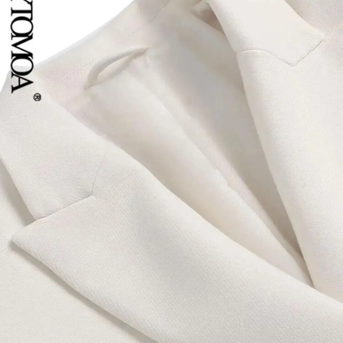 Kpytomoa Moda Donna Doppio Petto Blazer Cappotto Vintage Maniche Lunghe Tasche con Patta Capispalla Femminile Chic Vestes Femmes