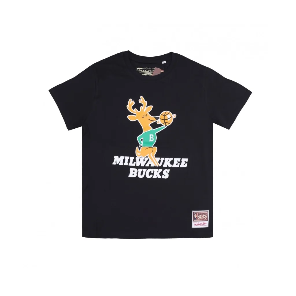 maglietta uomo nba team logo tee hardwood classics milbuc BLACK