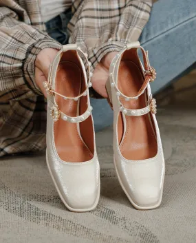 New Mary Jane Tacchi Alti di Lusso Velluto Raso Fibbia di Perle Tacchi Alti Pompe Francesi Sandali Tacco Quadrato Sweet Lolita S