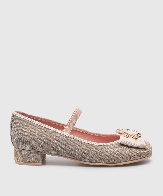 Pretty Ballerinas Scarpe Emma da bambina in lurex argento con cristalli 51260