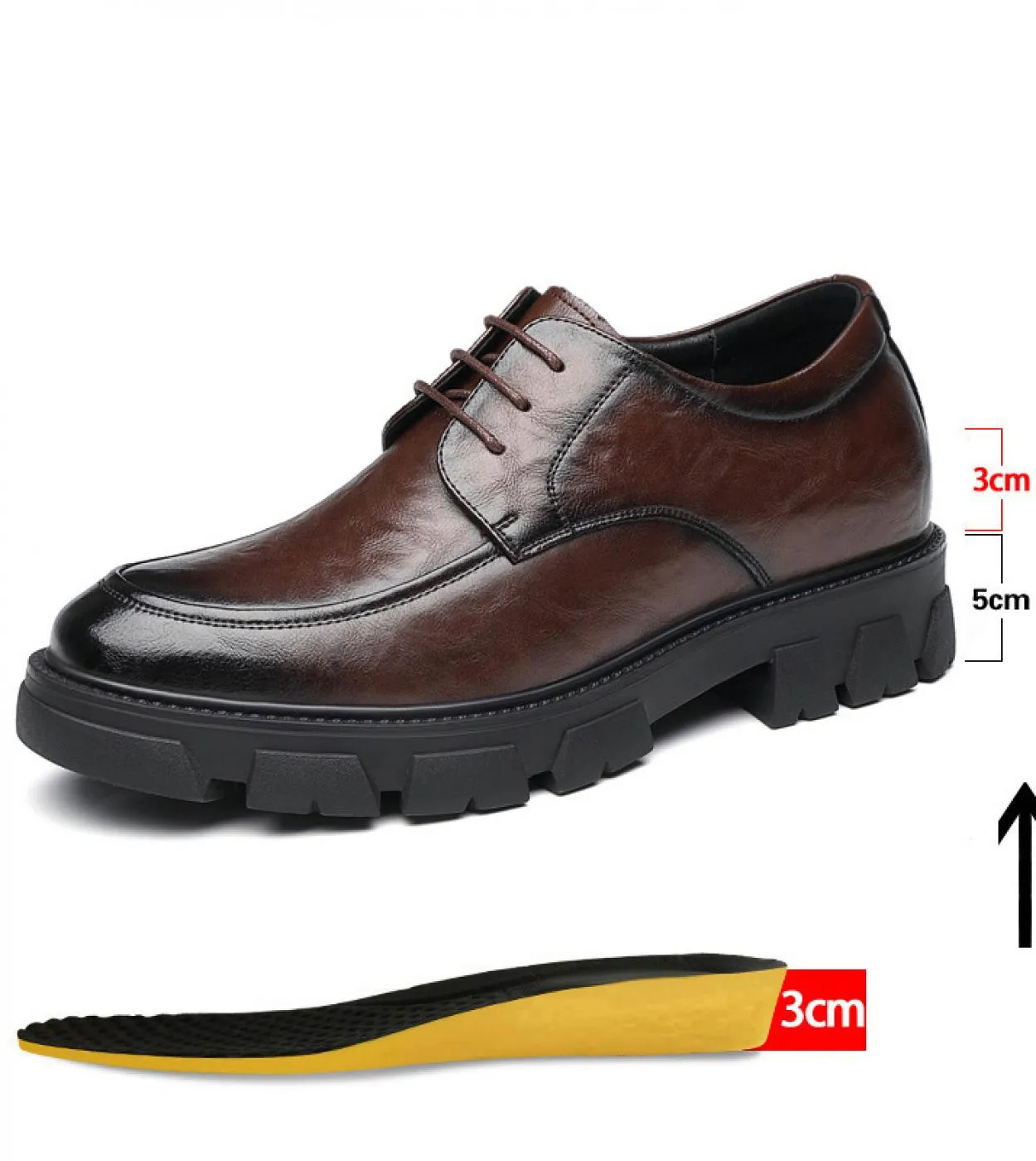 Scarpe eleganti da uomo con aumento di altezza 10 cm Tacchi alti da uomo più alti Scarpe da lavoro in pelle da uomo con rialzo 8