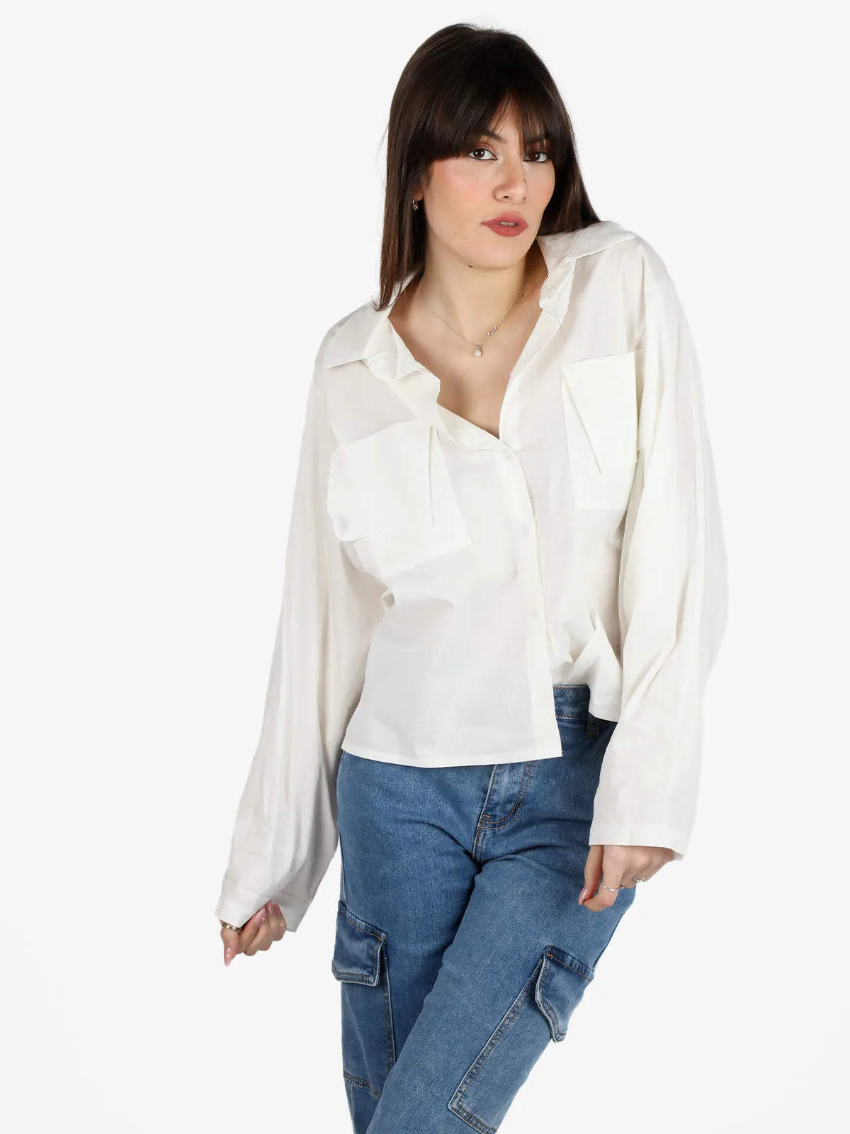 Solada Chemise femme oversize en coton avec poches