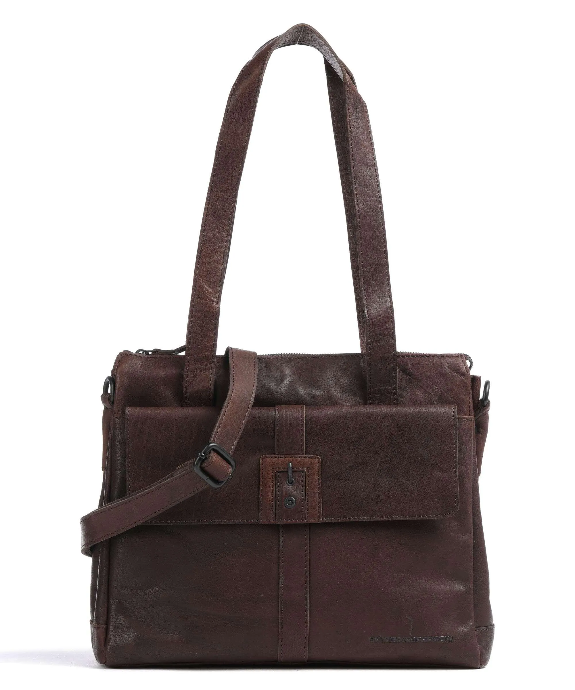  Spikes & Sparrow Bronco Borsa shopper 12″ pelle granulata marrone scuro  