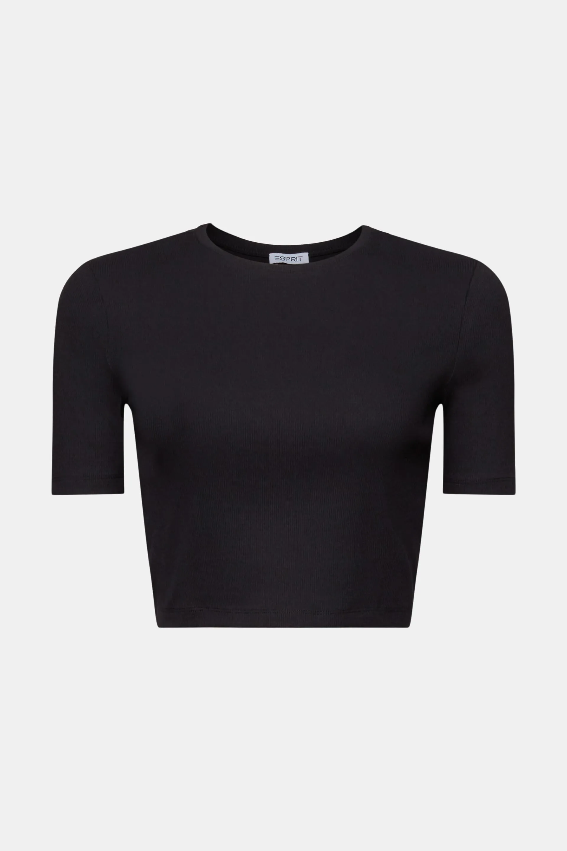 T-shirt accorciata in cotone a coste